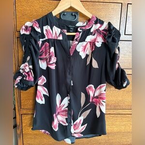 Black and Pink Floral Blouse